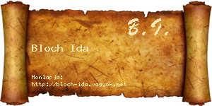 Bloch Ida névjegykártya
